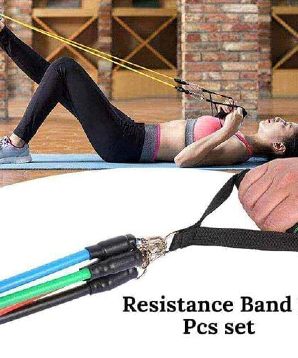 11 Pcs Resistance Band Set For Men & Women — Home & Gym Workouts