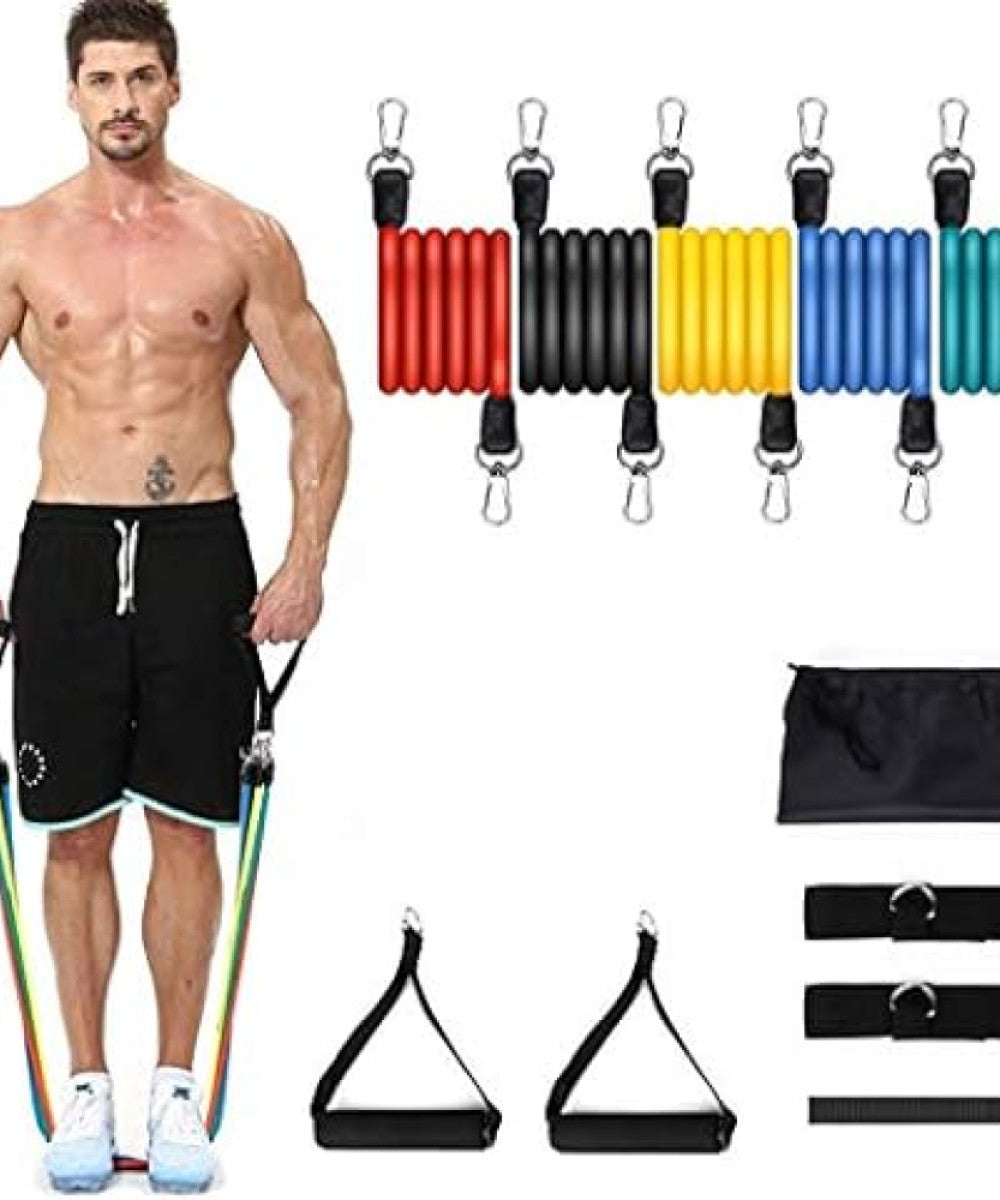 11 Pcs Resistance Band Set For Men & Women — Home & Gym Workouts