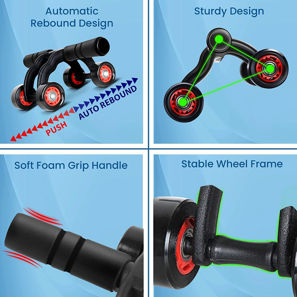 Peyx 4 Wheel Ab Roller with Knee Mat — Core Strength Training