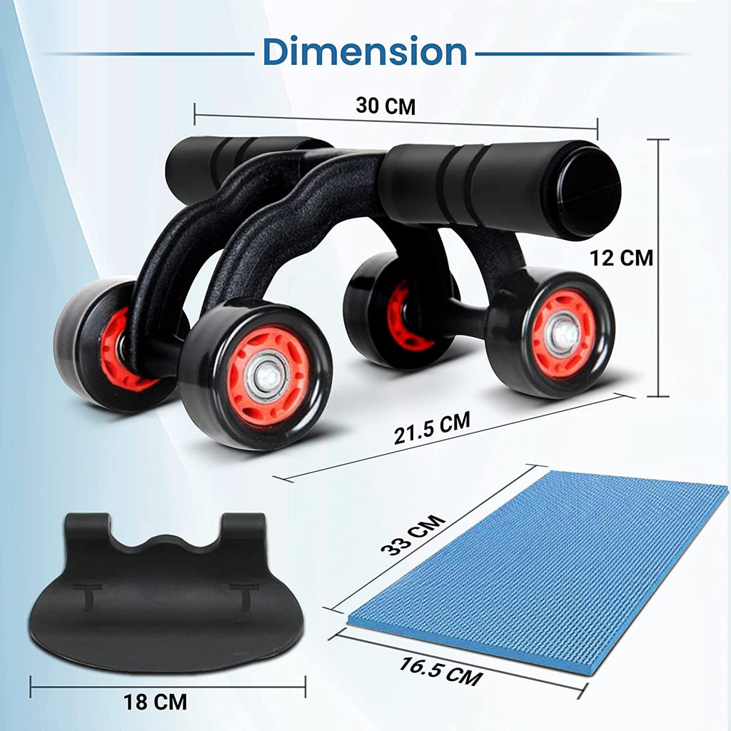 Peyx 4 Wheel Ab Roller with Knee Mat — Core Strength Training